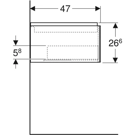 GE ONE Unterschrank für WT/-Platte 1 Schubl., 103,6x26,6x47cm, Eiche