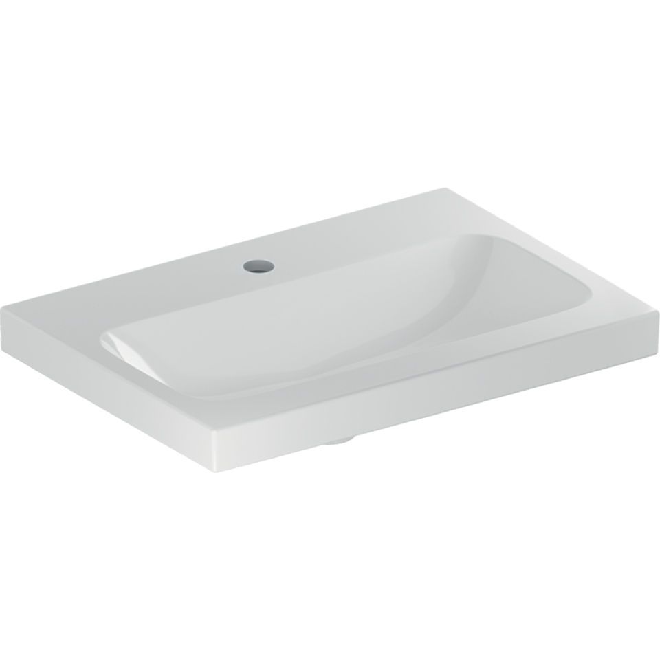 GE iCon Light WT 60x42cm, verk. Ausld. mit Hahnloch, ohne Ül., weiß, KeraTect