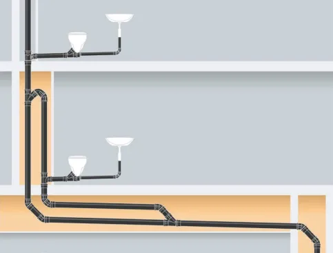 Konventionelle Entwässerungsinstallation nach DIN EN 12056