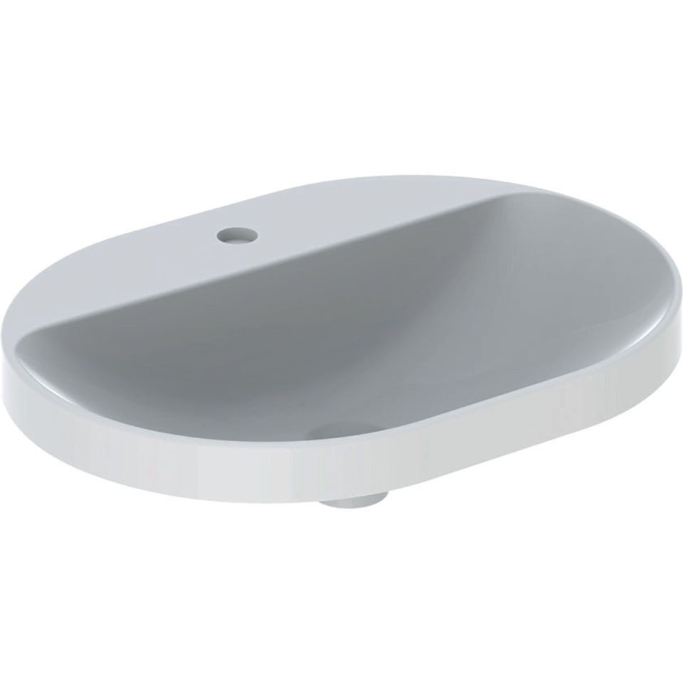 GE VariForm Einbauwaschtisch, elliptisch mit HLB, 60x45cm, o. Ül., weiß, KeraTect