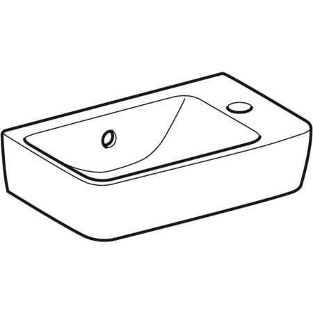 GE Renova Compact HWB, verk. Ausladung 40x25cm, Hl. rechts, m. Ül., weiß