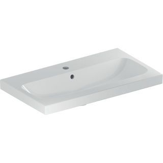 GE iCon Light WT 75x42cm, verk. Ausld. mit Hahnloch, mit Überlauf, weiß