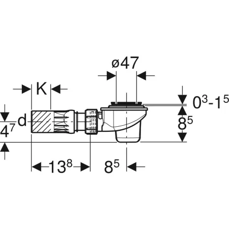 GE Duschwannenablauf d40/50