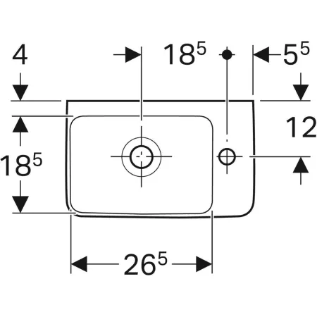 GE Renova Compact HWB, verk. Ausladung 40x25cm, Hl. rechts, m. Ül., weiß