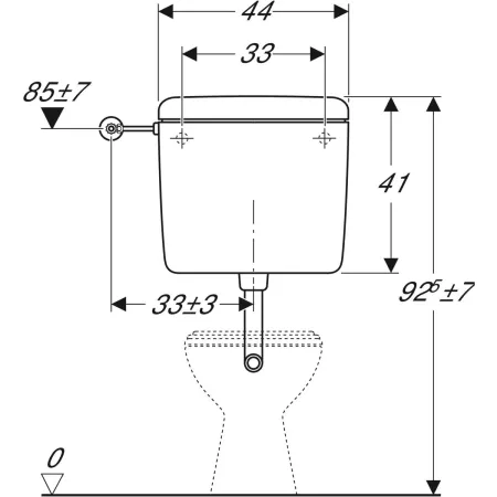 GE AP127 AP-Spülkasten, Spül-Stopp-Sp tiefh. WA li/mi/re, bahamabeige