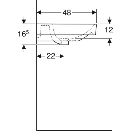 GE Smyle Square Doppelwaschtisch 120x48cm, m. Hl., m.Ül., weiß