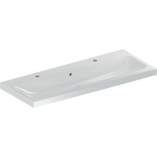 GE iCon Light Waschtisch 120x48cm zwei Hahnlöcher, m. Überlauf, weiß