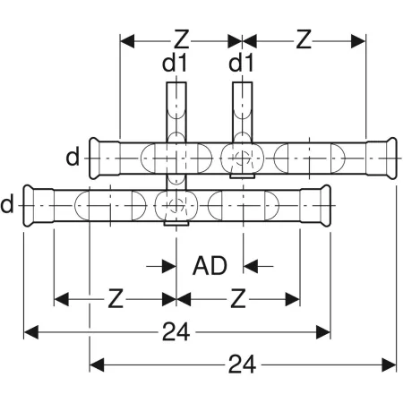 GE Mapress Kupfer Anschluss-T-Stück-Set