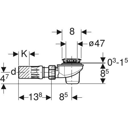 GE Duschwannenablauf d40/50