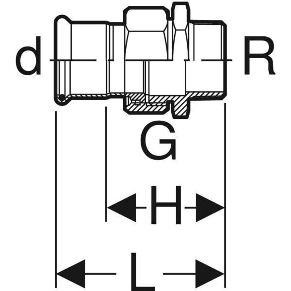 GE Mapress Therm Übergangsverschr. mit AG d42-R1 1/2