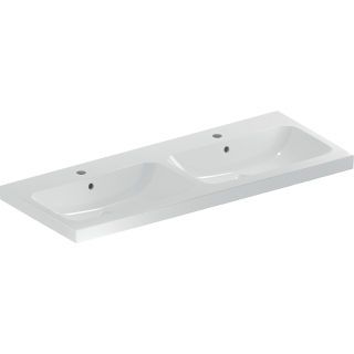GE iCon Light Doppelwaschtisch 120x48cm mit Hahnloch, mit Überlauf, weiß