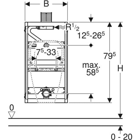 GE GIS Element für Urinal, 100 cm, Universal, Bet. von oben