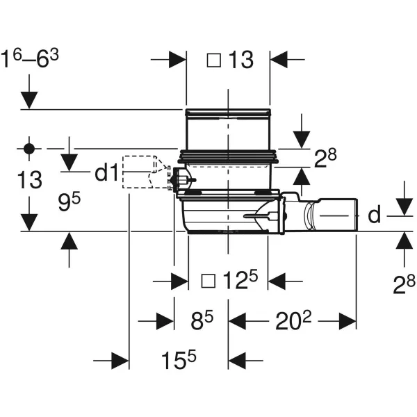 GE Bodenablauf Varino horizontal d50