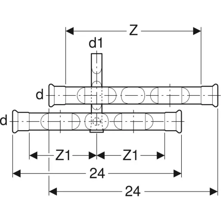 GE Mapress Kupfer Anschluss-T-Stück-Set