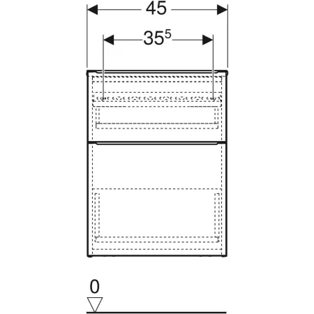 GE iCon Seitenschrank, 2 Schubladen 45x60x47,6cm, weiß hgl./Gr. weiß matt