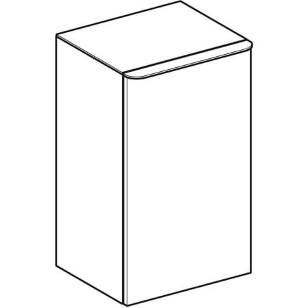 GE Smyle Square Seitenschrank mit einer Tür re, 36x60x32,6cm, Nussbaum