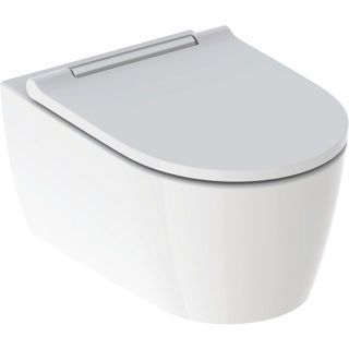GE ONE Set Wand-WC mit WC-Sitz weiß/glanzverchromt, KeraTect