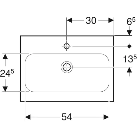 GE iCon Light WT 60x42cm, verk. Ausld. mit Hahnloch, ohne Ül., weiß, KeraTect