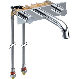 GE ONE WT-Arm. rundes Des. W.-Mont. 2Gr. für ONE Mont.-Elem., L:16cm, hgl.verchr.