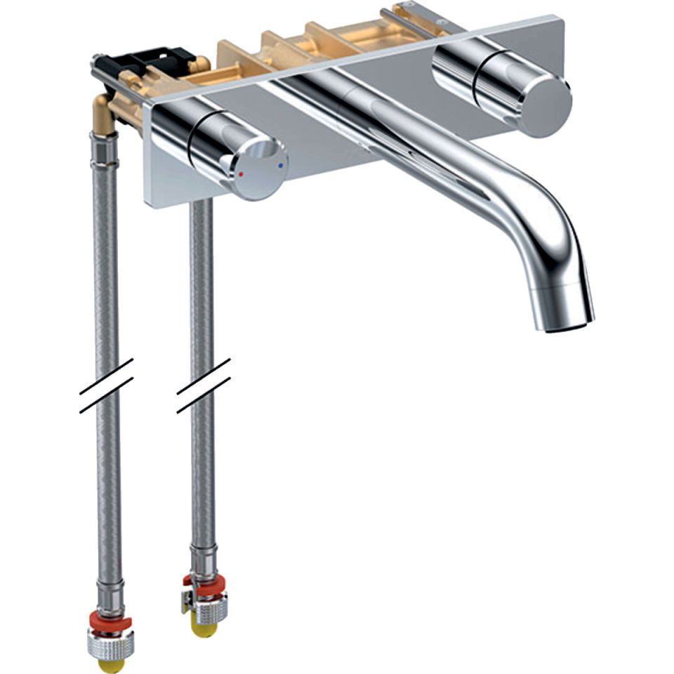 GE ONE WT-Arm. rundes Des. W.-Mont. 2Gr. für ONE Mont.-Elem., L:16cm, hgl.verchr.