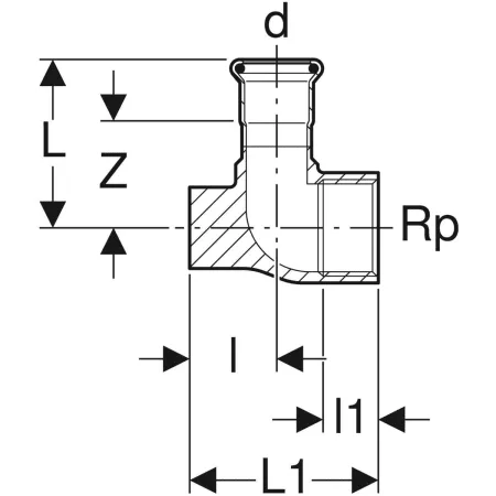 GE Mapress Kupfer Anschlusswinkel 90Gr abgesetzt, Lochkreis 50mm (Gas) d28-Rp1