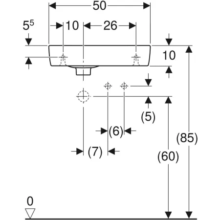 GE Renova Compact HWB, verk. Ausladung 50x25cm, Hl. rechts, m. Ül., weiß, Tect