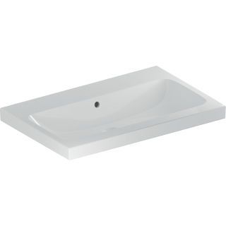 GE iCon Light Waschtisch 75x48cm ohne Hahnloch, mit Überlauf, weiß