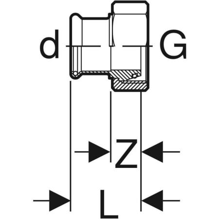 GE Mapress Kupfer Übergang mit ÜM (Gas) konisch dichtend Ms d28-G1 3/8