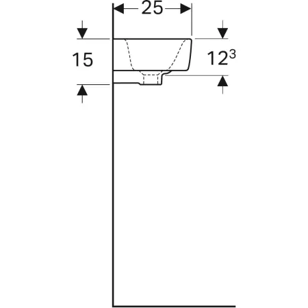 GE Renova Compact HWB, verk. Ausladung 50x25cm, Hl. li, m. Ül., weiß, KeraTect