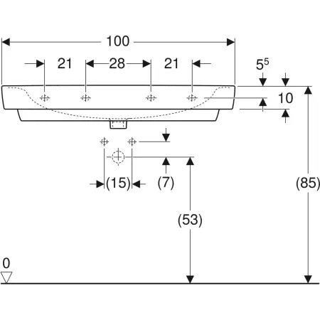 GE Renova Plan Waschtisch, 100x48cm m. Hl., o. Ül., weiß