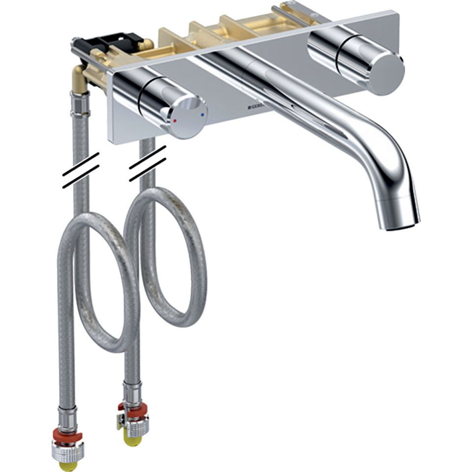 GE ONE WT-Arm. rundes Des. W.-Mont. 2Gr. für UP-Funktionsbox, L:16cm, hgl.verchr.