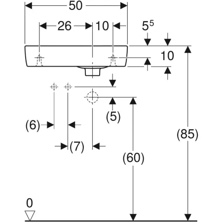 GE Renova Compact HWB, verk. Ausladung 50x25cm, Hl. li, m. Ül., weiß, KeraTect