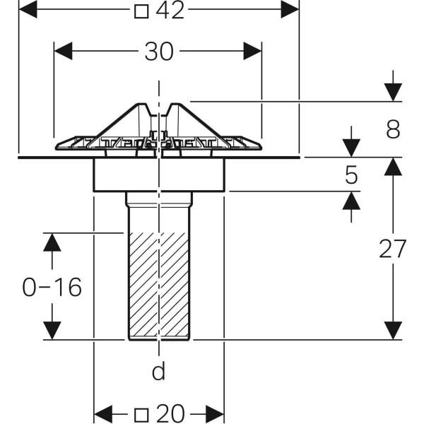 GE Pluvia Dachwassereinlauf mit Anschlussblech