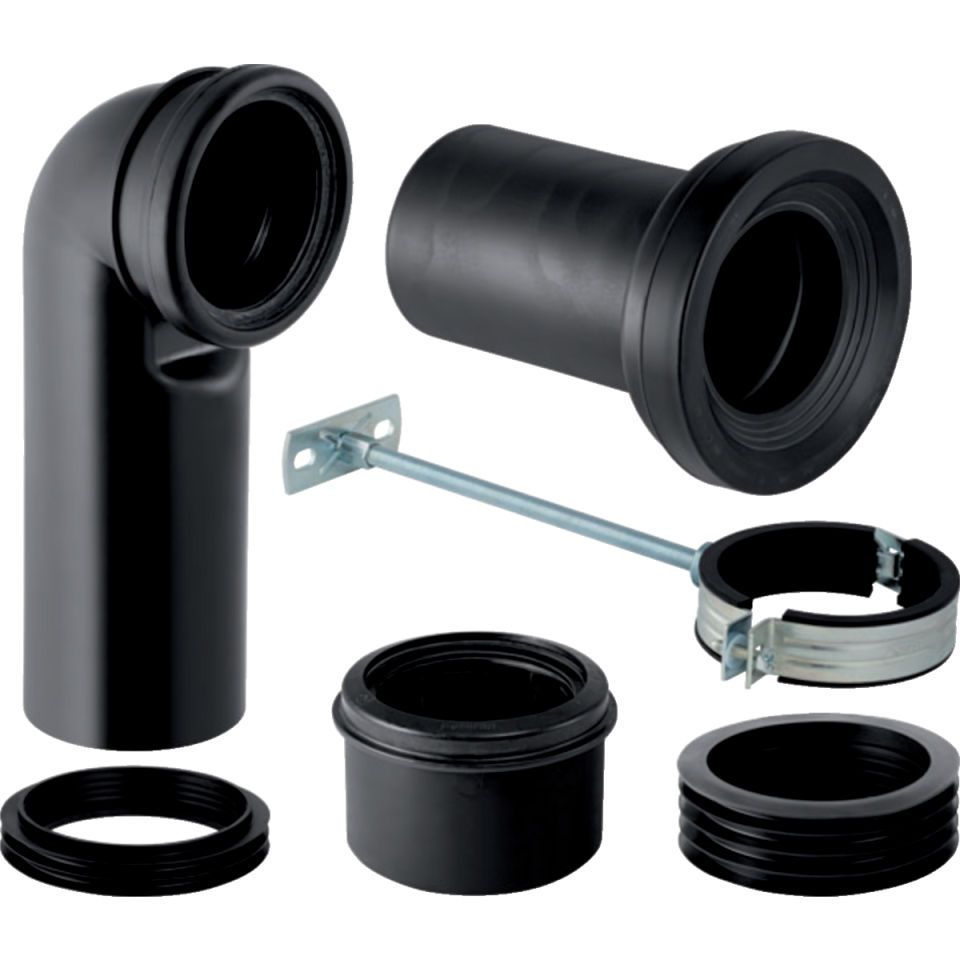 GE Set Anschlussbogen 90Gr für Stand-WC schwarz