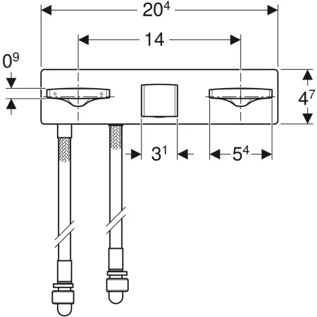 GE ONE WT-Arm. eck. Des. W.-Mont. 2Gr. für ONE Mont.-Elem., L:18cm, hgl.verchr.