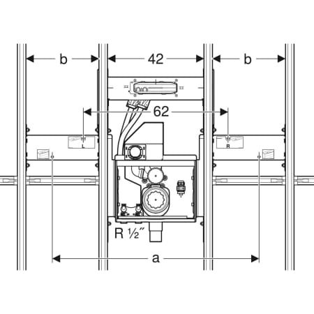 GE GIS Set Geberit ONE Waschtisch für ONE Wandarmatur, mit UP-Drehsiphon B120