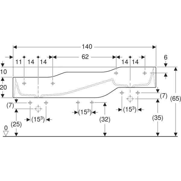 GE Bambini Spiel/Waschlandschaft B:140cm 3 Waschpl., tieferes B li, 3 Hl., grün