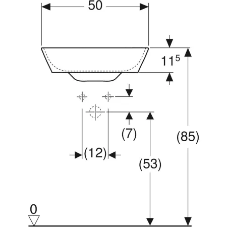 GE ONE AS-WT, SF, 50x42,5cm, CleanDrain o. Hl., o. Ül., weiß matt/weiß glzd.