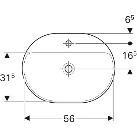 GE VariForm Einbauwaschtisch, elliptisch mit HLB, 60x45cm, o. Ül., weiß, KeraTect