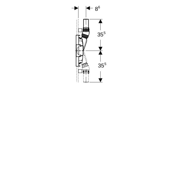 GE Duofix Element f. Dusche, 130cm mit W-Ablauf, W-Arm.UP, H: 65-90mm