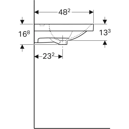 GE Acanto Doppel-WT f. US, 120x48cm einfache Bef., m. Hl., m. Ül., weiß