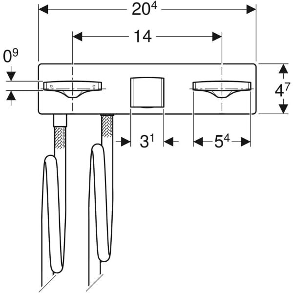 GE ONE WT-Arm. eck. Des. W.-Mont. 2Gr. für UP-Funktionsbox, L:22cm, swm/Etc.