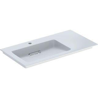 GE ONE MWT 90x48cm, CleanDrain, Ablg.re m. Hl., o. Ül., weiß, KeraTect/weiß glzd