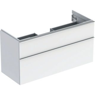 GE iCon Unterschrank für WT, 2 Schubl. 118,4x61,5x47,6cm, weiß hgl/Gr. chrom
