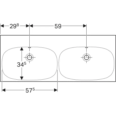 GE Acanto Doppel-WT f. US, 120x48cm einfache Bef., o. Hl., m. Ül., weiß