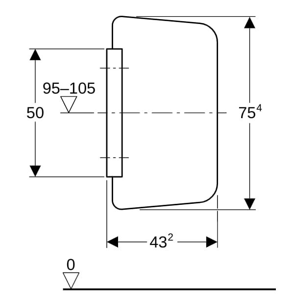 GE Urinaltrennwand, Halter: schwarzmatt Glas: anthrazit / satiniert