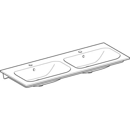 GE Renova Plan Doppelmöbelwaschtisch 130x48cm, m. Hl., m. Ül., weiß, KeraTect