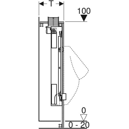 GE GIS Element für Urinal, 100 cm, Universal, Bet. von oben