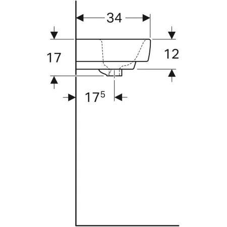 GE Renova Plan Aufsatz-HWB 45x34cm m. Hahnloch, m. Ül., weiß, KeraTect