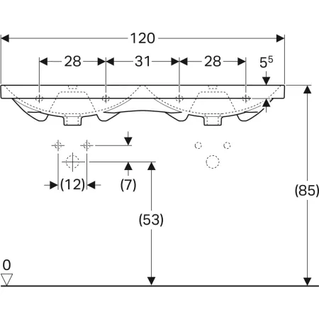 GE Acanto Doppel-WT f. US, 120x48cm einfache Bef., m. Hl., m. Ül., weiß